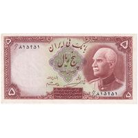 اسکناس 5 ریال پشت فارسی - مهر 1319 - تک - UNC61 - رضا شاه