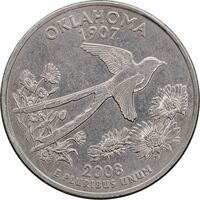 سکه کوارتر دلار 2008P ایالتی اوکلاهما - AU58 - آمریکا