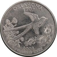 سکه کوارتر دلار 2008D ایالتی اوکلاهما - AU55 - آمریکا