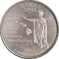 سکه کوارتر دلار 2008P ایالتی هاوایی - AU55 - آمریکا