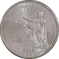 سکه کوارتر دلار 2008P ایالتی هاوایی - MS61 - آمریکا