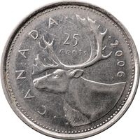 سکه 25 سنت 2006 الیزابت دوم - AU55 - کانادا