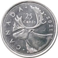 سکه 25 سنت 2021 الیزابت دوم - MS63 - کانادا