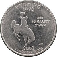 سکه کوارتر دلار 2007D ایالتی وایومینگ - MS62 - آمریکا