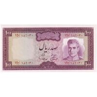 اسکناس 100 ریال (آموزگار - سمیعی) نوشته سیاه - تک - UNC64 - محمد رضا شاه