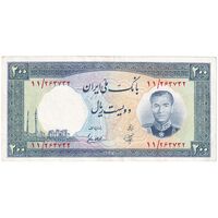 اسکناس 200 ریال 1337 - تک - AU53 - محمد رضا شاه