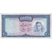 اسکناس 200 ریال (آموزگار - فرمان فرماییان) نوشته سیاه - تک - VF35 - محمد رضا شاه