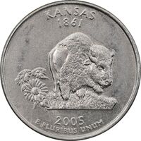 سکه کوارتر دلار 2005P ایالتی کانزاس - AU55 - آمریکا