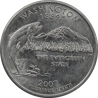 سکه کوارتر دلار 2007D ایالتی واشنگتن - AU55 - آمریکا