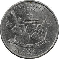 سکه کوارتر دلار 2002D ایالتی - تنسی - AU55 - آمریکا