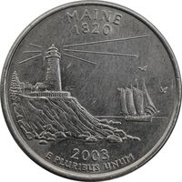 سکه کوارتر دلار 2003P ایالتی مین - AU55 - آمریکا