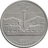 سکه کوارتر دلار 2007P ایالتی یوتا - AU55 - آمریکا