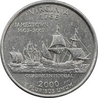 سکه کوارتر دلار 2000P ایالتی ویرجینیا - AU50 - آمریکا