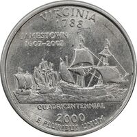 سکه کوارتر دلار 2000P ایالتی ویرجینیا - MS61 - آمریکا