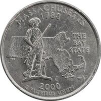 سکه کوارتر دلار 2000P ایالتی ماساچوست - AU55 - آمریکا