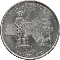 سکه کوارتر دلار 2000P ایالتی ماساچوست - AU58 - آمریکا