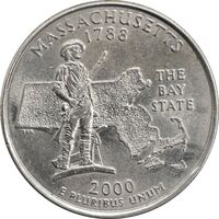 سکه کوارتر دلار 2000P ایالتی ماساچوست - MS61 - آمریکا