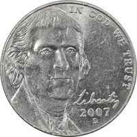سکه 5 سنت 2007D جفرسون - AU58 - آمریکا
