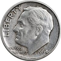 سکه 1 دایم 1964D روزولت - EF45 - آمریکا