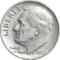 سکه 1 دایم 1965 روزولت - EF45 - آمریکا