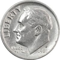 سکه 1 دایم 1981P روزولت - AU50 - آمریکا