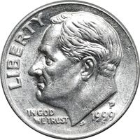 سکه 1 دایم 1999P روزولت - AU58 - آمریکا
