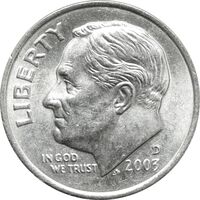 سکه 1 دایم 2003D روزولت - MS61 - آمریکا