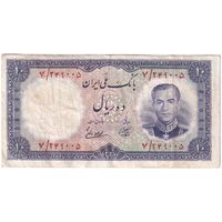 اسکناس 10 ریال 1337 - تک - VF35 - محمد رضا شاه