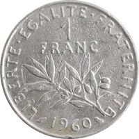 سکه 1 فرانک 1960 جمهوری پنجم - AU50 - فرانسه