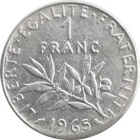 سکه 1 فرانک 1965 جمهوری پنجم - EF45 - فرانسه