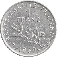 سکه 1 فرانک 1969 جمهوری پنجم - EF45 - فرانسه