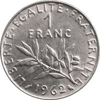 سکه 1 فرانک 1962 جمهوری پنجم - AU58 - فرانسه