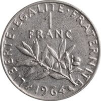 سکه 1 فرانک 1964 جمهوری پنجم - AU50 - فرانسه