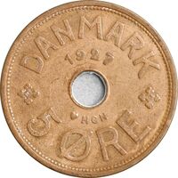 سکه 5 اوره 1927 کریستیان دهم - EF45 - دانمارک