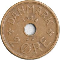 سکه 2 اوره 1928 کریستیان دهم - EF40 - دانمارک