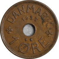 سکه 1 اوره 1938 کریستیان دهم - EF45 - دانمارک