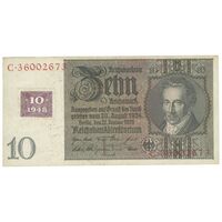 اسکناس 10 مارک 1948 - با تمبر - تک - EF45 - آلمان