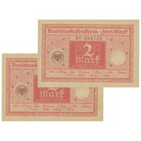 اسکناس 2 مارک 1920 جمهوری وایمار - جفت - UNC65 - آلمان