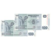 اسکناس 100 فرانک 2022 جمهوری دموکراتیک - جفت - UNC64 - کنگو
