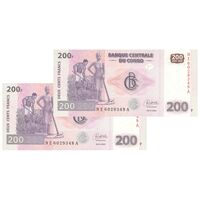 اسکناس 200 فرانک 2022 جمهوری دموکراتیک - جفت - UNC65 - کنگو