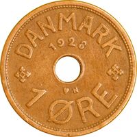 سکه 1 اوره 1928 کریستیان دهم - EF45 - دانمارک
