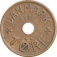 سکه 1 اوره 1934 کریستیان دهم - EF45 - دانمارک