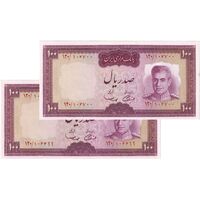 اسکناس 100 ریال (آموزگار - سمیعی) نوشته قرمز - جفت - UNC62 - محمد رضا شاه