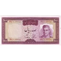 اسکناس 100 ریال (آموزگار - سمیعی) نوشته قرمز - تک - UNC63 - محمد رضا شاه