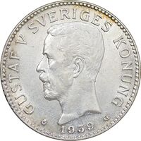 سکه 2 کرون 1939 گوستاو پنجم - MS62 - سوئد