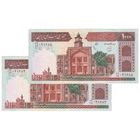 اسکناس 1000 ریال (محمدخان - عادلی) شماره بزرگ - نخ کامپیوتری - جفت - UNC62 - جمهوری اسلامی
