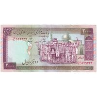 اسکناس 2000 ریال (محمدخان - نوربخش) شماره بزرگ - نخ نستعلیق - تک - AU53 - جمهوری اسلامی