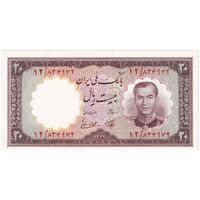 اسکناس 20 ریال 1337 - ارور کادر - تک - UNC62 - محمد رضا شاه