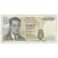 اسکناس 20 فرانک 1964 بودئون یکم - تک - VF30 - بلژیک