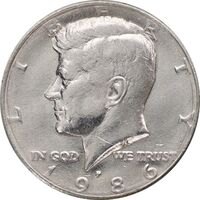 سکه نیم دلار 1986P کندی - AU55 - آمریکا